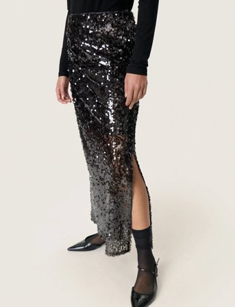 Soaked in Luxury Slcochella Sequin Skirt - Brown - L