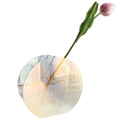 Geometrisk Akrylvas Iridescent Regnbåge Blomkruka Floral Behållare Dekoration