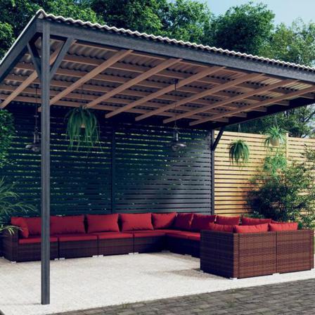 Vidaxl Loungegrupp För Trädgården Med Dynor 10delar Konstrotting Brun