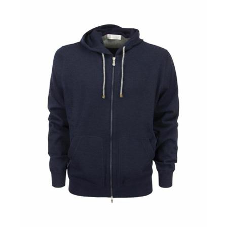 Brunello Cucinelli, Sweatshirt with hood Blauw, Heren, Maat:L