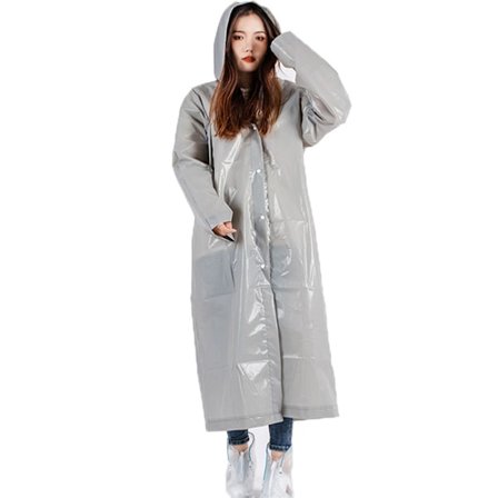 Kuumat EVA-kevyet sadetakit aikuisille, läpinäkyvä paksuuntettu sadetakki hupulla, unisex, harmaa