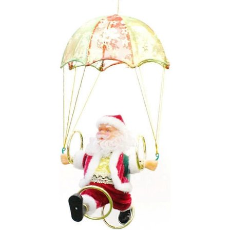 Julemand med faldskærm, elektrisk dukke, juledekoration til ophængning til jul