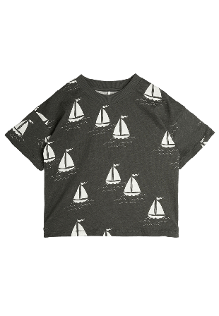 Mini Rodini Sailing Boats T-Shirt Överdelar Unisex Grå 128/134