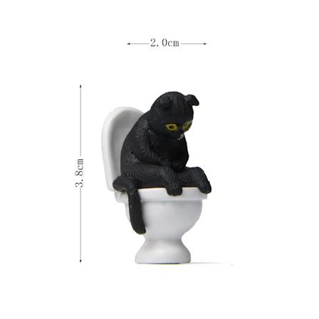 Morsom katt som sitter på toalettet ornament miniatyr håndverk figurer landskap barn leker gave skrivebord bil hjem hage dekorasjon