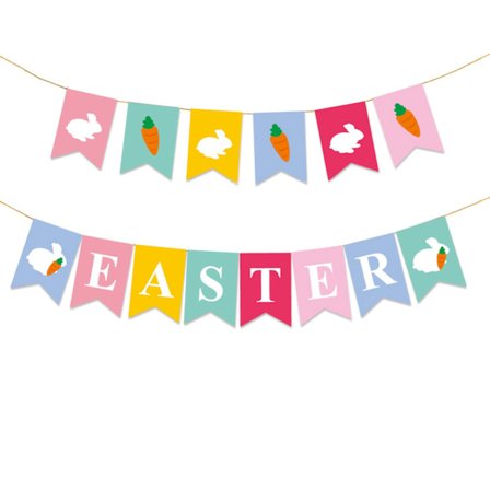 Påskedekorasjoner Påskebannere, Påskehare Vimpler Påske Vimpel Banner Påske Girlander Kanin Gulrot Banner Happy Easter Banner Dekorasjoner