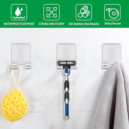 2 kpl partaterän pidike suihkuun, koukut itseliimautuvat partaterän suihkun ruostumattomasta teräksestä valmistetut itseliimautuvat koukut, hopea