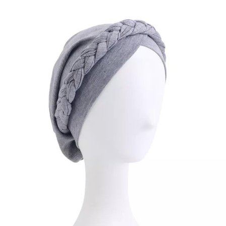 Turban bandana bohemisk stil med flätad hijab huvudduk muslimgrå en one size