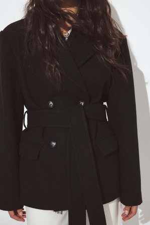 NA-KD Oversize-Kurzmantel aus Wollmischung - Mäntel - Schwarz - EU 36