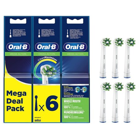 Oral-B Cross Action Børstehoveder 6 stk, Medicin & Pleje, Tandbørster, Børstehoveder