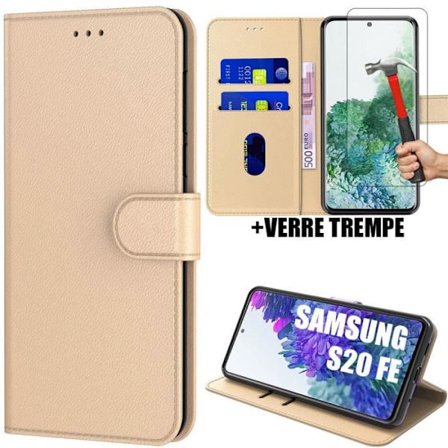 Coque och 2 Dränkta Glas - Booling - för Samsung S20 FE - Guld - 360° skydd - Stötabsorberande