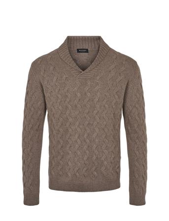 5477 - Iq C Stickad Tröja V-krage Beige SAND