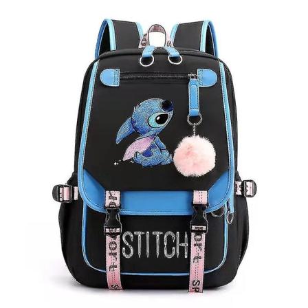 Stitch USB-ladattava koululaukku, miesten ja naisten opiskelijareppu, reppu_a BLUE