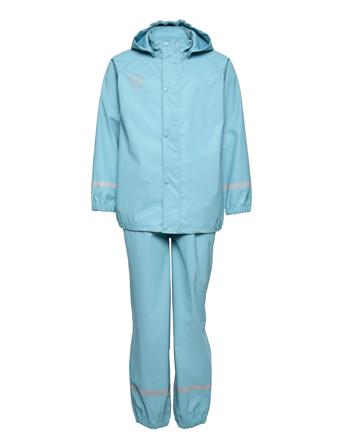 Rain Set Solid Pu Outerwear Rainwear Rainwear Sets Sininen Color Kids