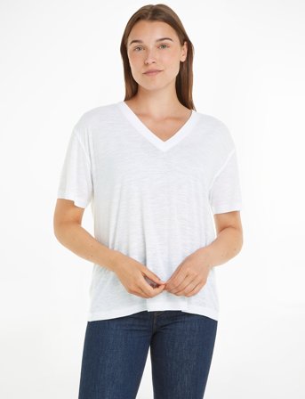 Tommy Hilfiger Rlx Linen Lyocell V-Nk Ss - White - S