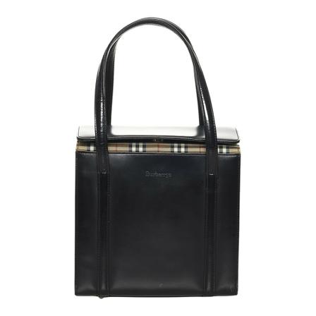 Burberry Vintage, Pre-owned Handbag Leather Calf Zwart, Dames, Maat:ONE Size,Canvas