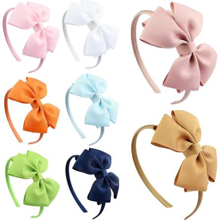 8 st satin pannband Alice band flickor rosett pannband grosgrain band med rosetter 4 tum, hårband för flickor