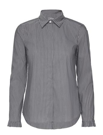 Mattie Flip Slim Stripe Shirt Pitkähihainen Paita Harmaa MOS MOSH