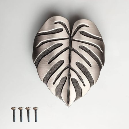 Sølv skabshåndtag bladknopper til Milsbo drivhusskab, Monstera glasdørskabshåndtag tilbehør kompatibel med skab