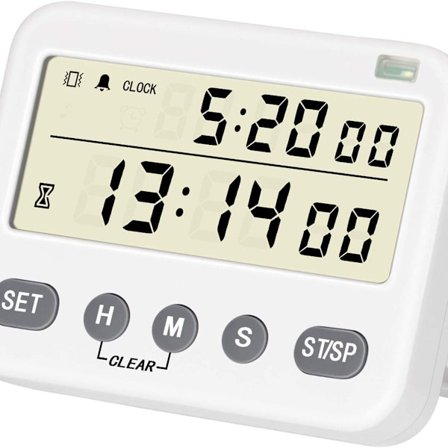 Digital kjøkkenur, 24-timers klokke, daglig alarmklokke, kjøkkenur med stor LCD-skjerm