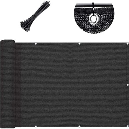 /EA/Parvekkeen suoja, Musta, Aurinkosuoja, Verkkokangas silmukoilla, UV-suoja terassille, puutarhaan, verannalle, 90x100cm