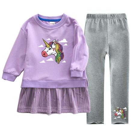 Girls Swing Sweatshirt Klänning+ Byxor Långärmad 115 Delar Outfit