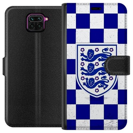 Kompatibelt Lommeboketui til Xiaomi Xiaomi Redmi Note 9 Grafisk sjakkbrett-mønster i blått og hvitt med et klassisk heraldisk emblem, retroinspirert