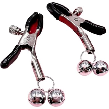 2 stk. ikke-piercing ringe med klemmer kropssmykker til kvinder justerbare rustfri stålclips klokke vedhæng brystvorteklemme falske kropspiercing 