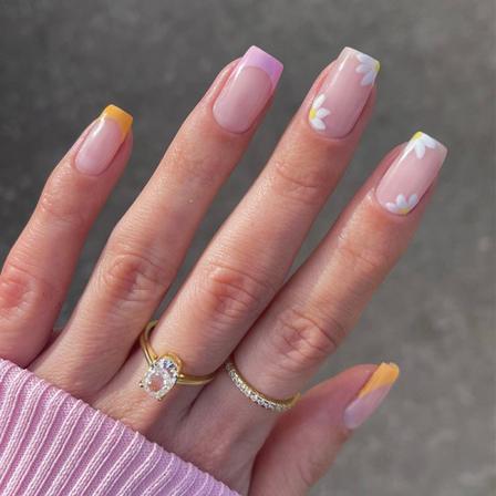 Manikyr Gul Lila Blomma Nagellapp 24st