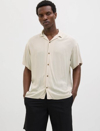 Jack & Jones Jjejeff Solid Resort Shirt S/S Sn - Beige - S