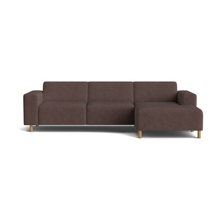 Seam chaiselong sofa, højrevendt - Lincoln Brun - 280x150x78 - Sofa, chaiselong