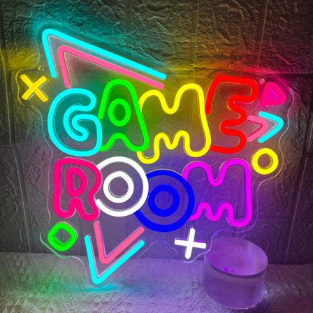 Spelrum Neonskylt Stor Dimbar Gamer LED Neonskylt USB-driven Färgglad Spel Neon Ljusskylt för Spelzon Tonåringar Sovrum Mancave