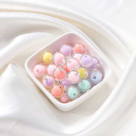 30-50 st Färgglada AB Frostade Klara Akrylpärlor för DIY Smyckestillverkning Handgjorda Tillbehör Storlek 8-15mm ABcolorPink 10mmx50st