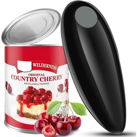 Elektrisk burköppnare, automatisk burköppnare med en knapptryckning, handhållen öppnare och köksredskap med slät kant för seniorer med artrit