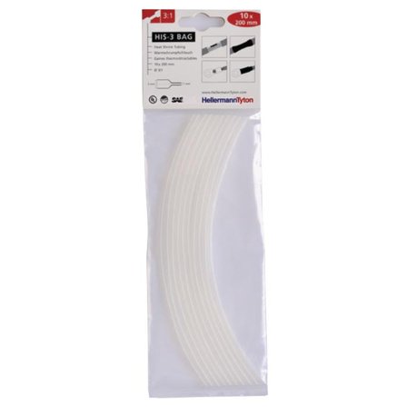 Hellermann Tyton HIS-3 Bag 3/1 Krympeslange 3/1 x 200 mm, 10-pakning Transparent, Installasjonsmaterial