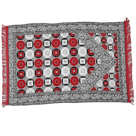 Muslimsk Bønneteppe Tynt Bærbart Bomulls Rektangel Teppe Utstyr for Hjem Stue Rød