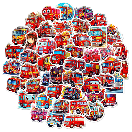 50 stk brannbilsklistremerker nye barn tegneserie brannbilsklistremerker tidlig barndom utdanning skateboard klistremerke