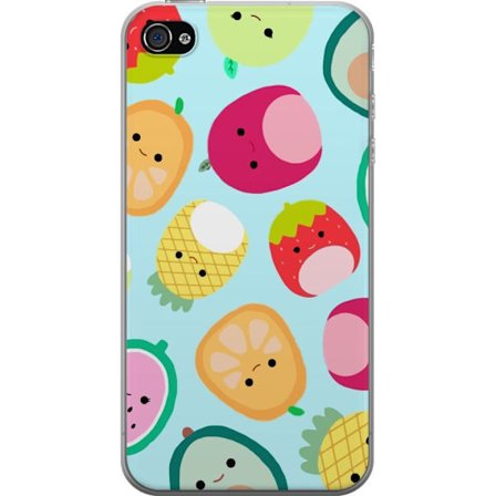 Kompatibel Mobilcover til Apple iPhone 4 Mønster af kawaii frugter som jordbær citron ananas og avocado på lyseblå baggrund