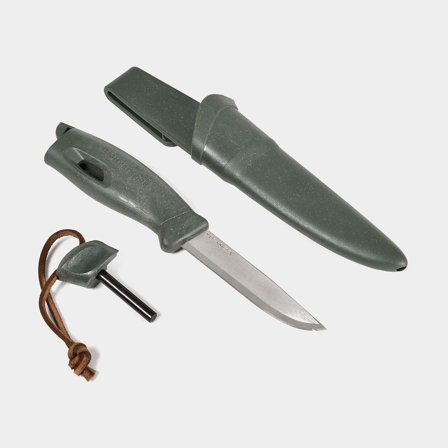 Cuchillo de exterior con ferrocerio integrado Light My Fire Swedish FireKnife Bio 2in1 SageGreen, 220 mm, terralene / acero inoxidable reciclado 