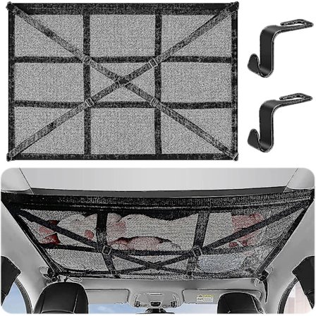 Biltag Net til Opbevaring på Biltag 90cmx65cm Universal Bilbagage til Rejser og Organisering Fire Tagrækker Velegnet til SUV, Van