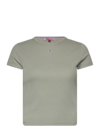 Tjw Bby Essential Rib Ss T-shirts & Tops Short-sleeved Grønn Tommy Jeans*Betinget Tilbud