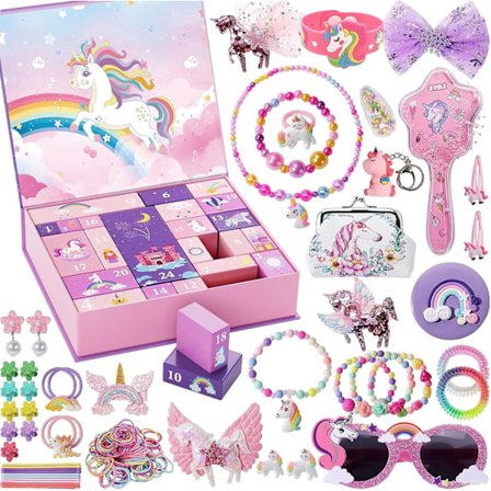 Julekalender Makeup 2023 Til Piger, 24 Dages Jule-nedtællingskalender Piger DIY Smykkekit Gave Til 3-8 År Gamle Børn