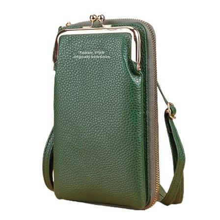 19,5 cm Naisten Retro Crossbody Puhelin-laukku Kukkaro Olka - Pu Nahka Lompakko Pieni Kännykkä Käsilaukku Lahjat Dark Green