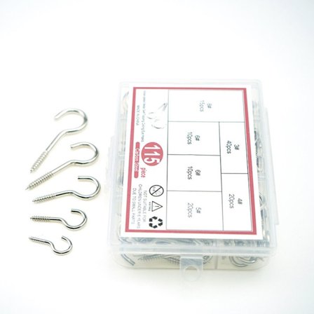 115 Stk Skrue Øjne Kroge Træskruer Øjebolt