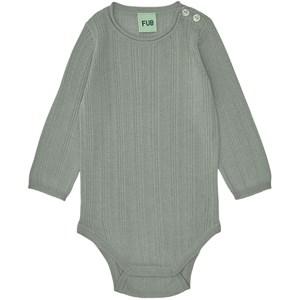 Kids - FUB Ribbed Wool Baby Body Pale Sage 62 cm - All in ones - 62 cm - Green