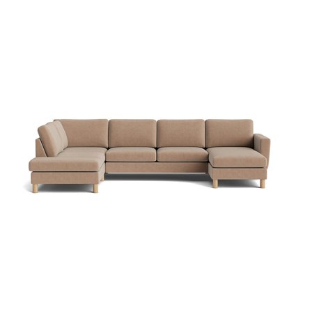 Haven U-sofa, højrevendt - Ontario Mørk Beige - 206x327x86cm - Komfortabel U-sofa i høj kvalitet med slidstærkt stof og stilfuldt design - Perfekt til