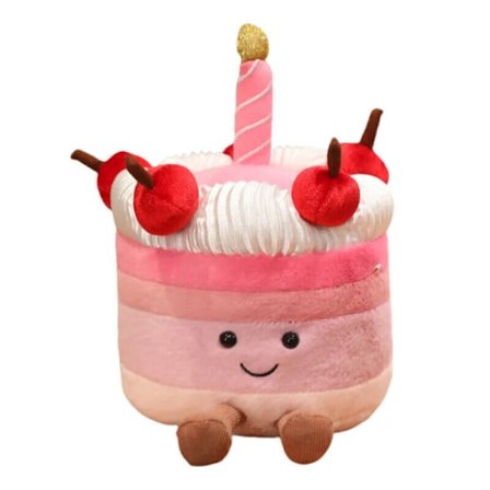 Körsbärs Födelsedagstårta Figur Plyschdocka Leksaker Söt Barnpresent Samlarobjekt Dekoration
