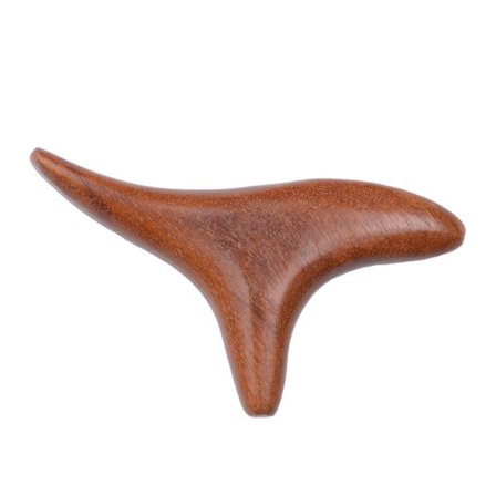 Ergonominen kolmiomainen hierontakeppi ruusupuusta, kamferipuusta ja wengepuusta