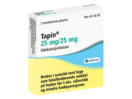 Tapin 25 mg/25 mg medisinert plaster, 2 stk.