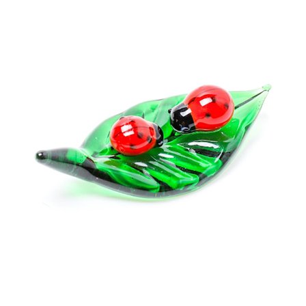 2,16 tommer Mini Mariehøne Figur - Håndblæst Glas Mariehøne Insekt Statue, Farverig Krystal Dyr Samlerobjekt Dekoration til Hjemmekontor G