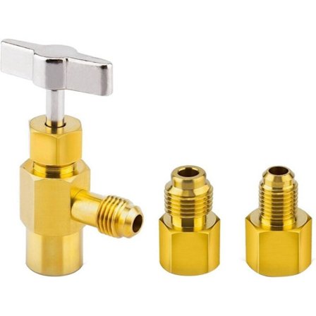 3 stk R134A Kjølemiddel, med Tankadaptere, 1/2 Acme Adapter, Kjølemiddeltapp, for Kjølemiddelladeslange med Ventil, for R134a Kjølemiddelgassflaske
